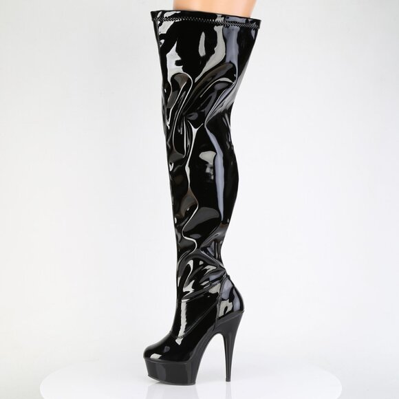 Wide Calf Stretch Platform Thigh High Boots - Picture 1 of 5
